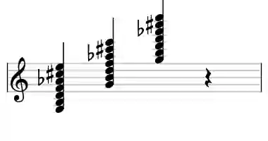 Sheet music of G 13b9#11 in three octaves
